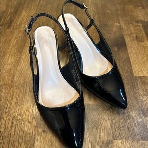 Apt. 9 Shiny Black Pointed Slingback Heels